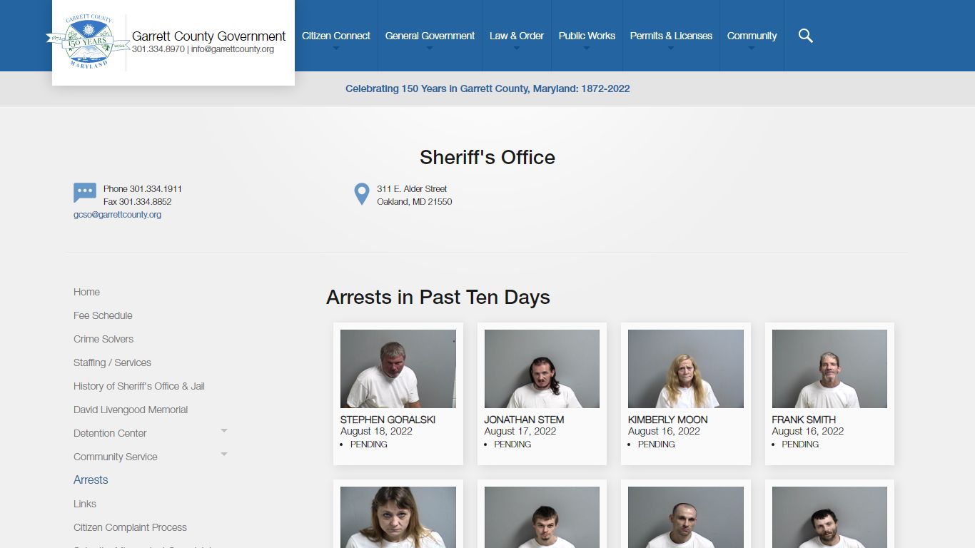 Arrest Log - Garrett County Government